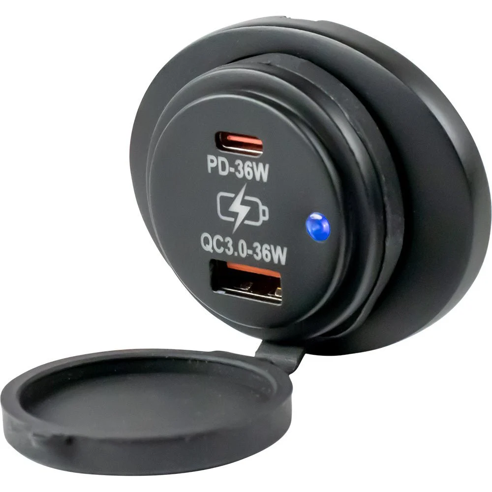 Sea-Dog Oval Surface Mount USB 3.0 & USB-C Power Socket – Marine Electrical Replacement Part