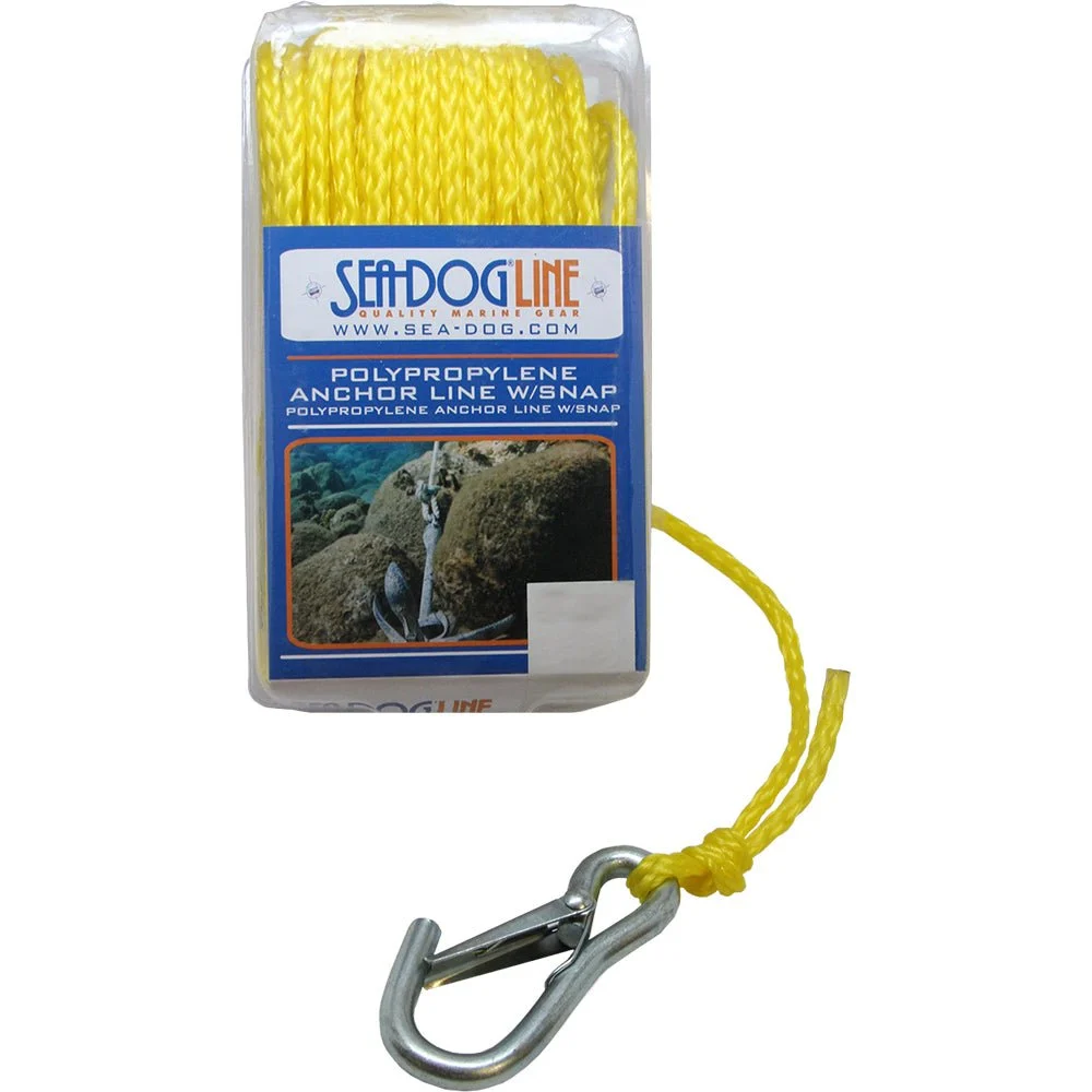 Sea-Dog Poly Pro Anchor Line w/Snap - 1/4" x 100' - Yellow – Marine Boat Replacement Part