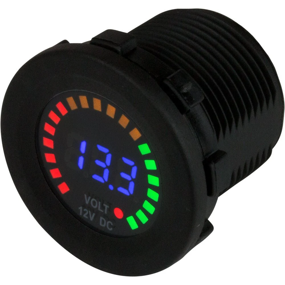 Sea-Dog Round Voltage Meter DC - 5V-15V w/Rainbow Dial – Marine Boat Replacement Part