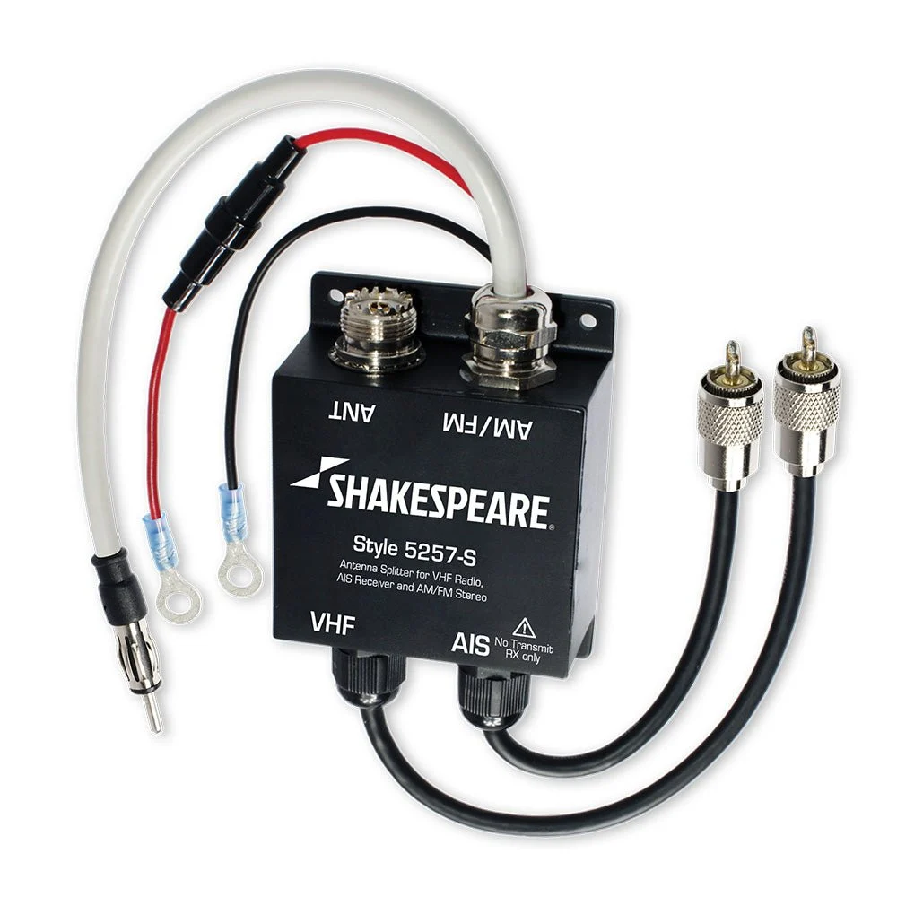 Shakespeare 5257-S Antenna Splitter f/VHF Radio, AIS Receiver & AM/FM Stereo – Marine Boat Replacement Part