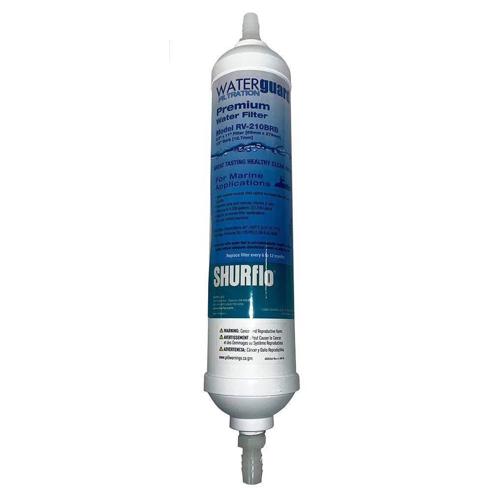 Shurflo by Pentair 11” City Water Entry In-Line Filter w/1/4” Barb Fittings – Boat Pump & Plumbing Part