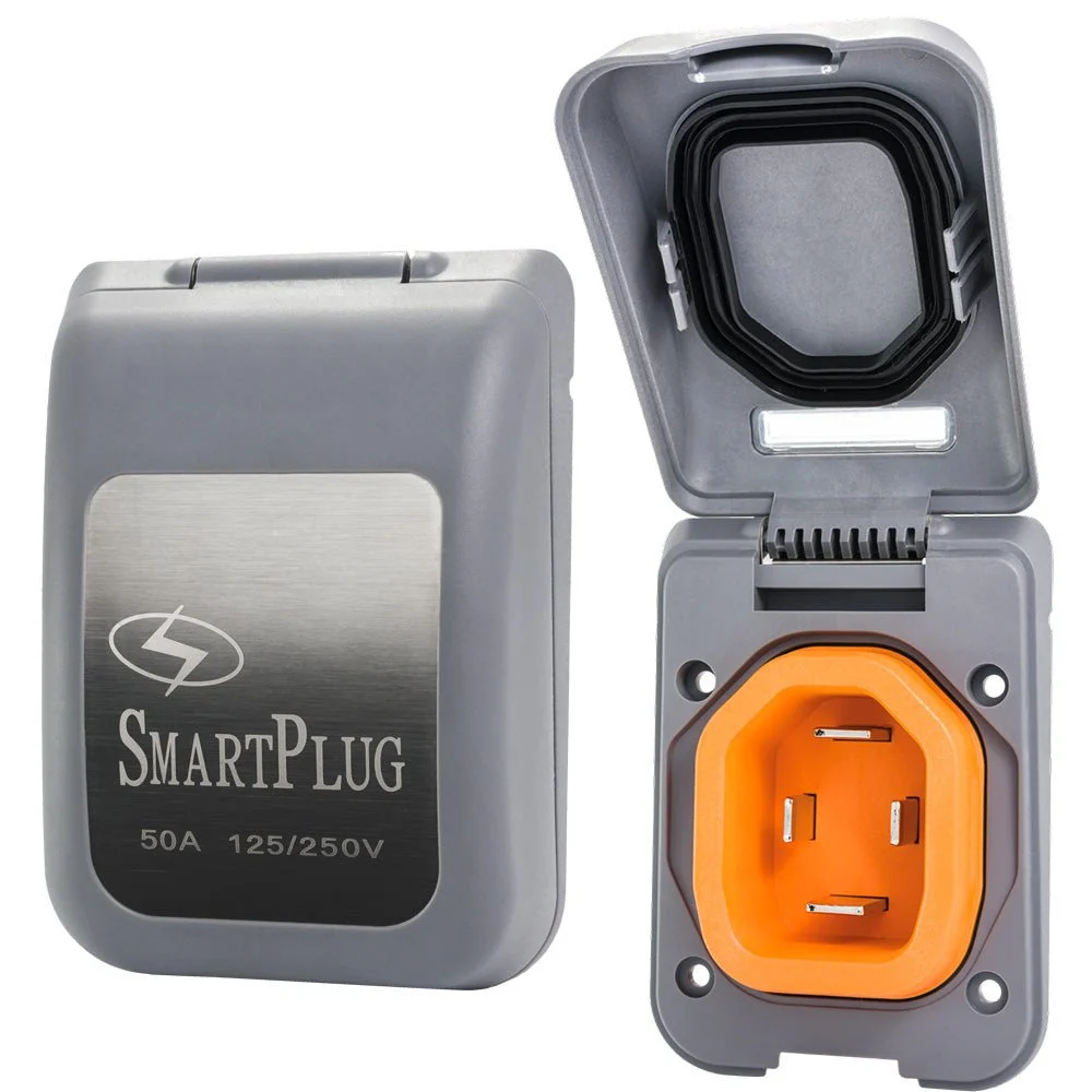 SmartPlug 50 AMP Male Non-Metallic Inlet Cover - Grey – Marine Boat Replacement Part