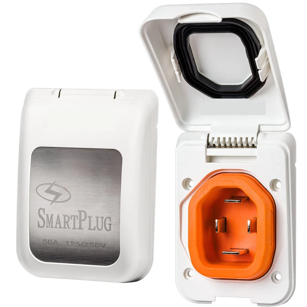 SmartPlug 50 AMP Male Non-Metallic Inlet Cover - White – Marine Boat Replacement Part