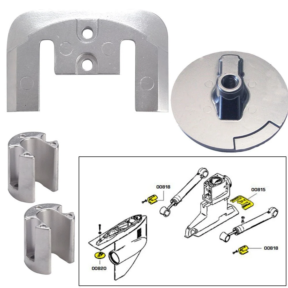 Tecnoseal Anode Kit w/Hardware - Mercury Bravo 2-3 - Zinc – Marine Boat Replacement Part