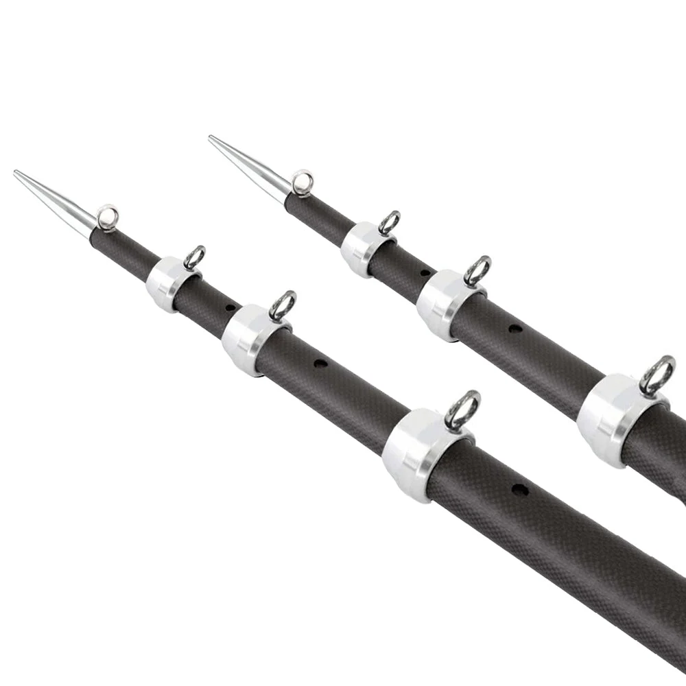 Tigress XD 3K Carbon Fiber Telescoping Outrigger Poles - 21' - Matte Black/ Silver - Pair – Marine Boat Replacement Part