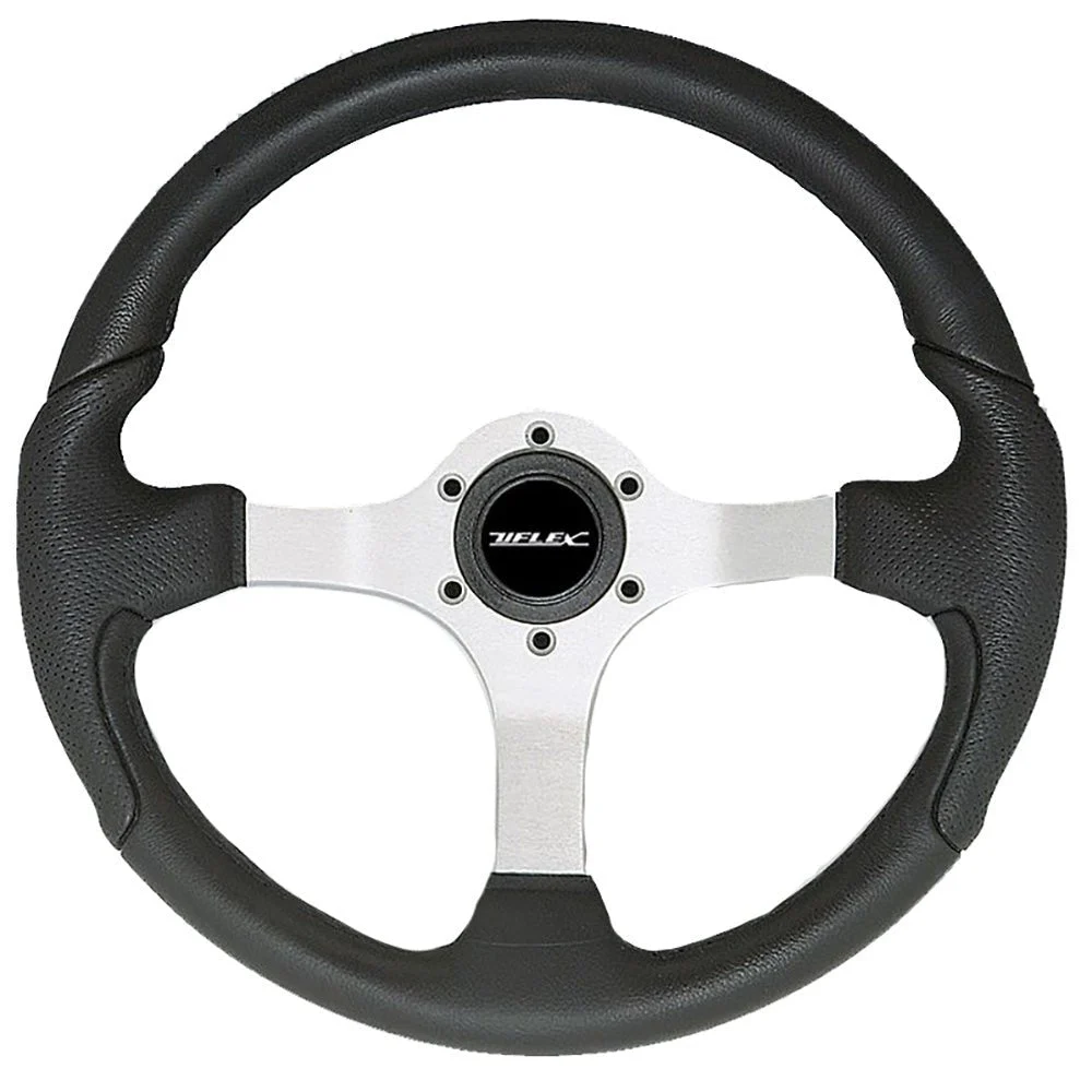 Uflex USA Uflex Nisida Steering Wheel 13.8" - Black Polyurethane Grip w/Black Aluminum Spokes – Marine Boat Replacement Part