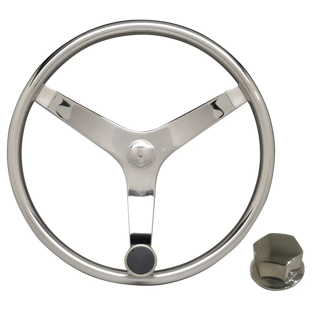 Uflex USA Uflex - V46 - 13.5" Stainless Steel Steering Wheel w/Speed Knob & Chrome Nut – Marine Boat Replacement Part