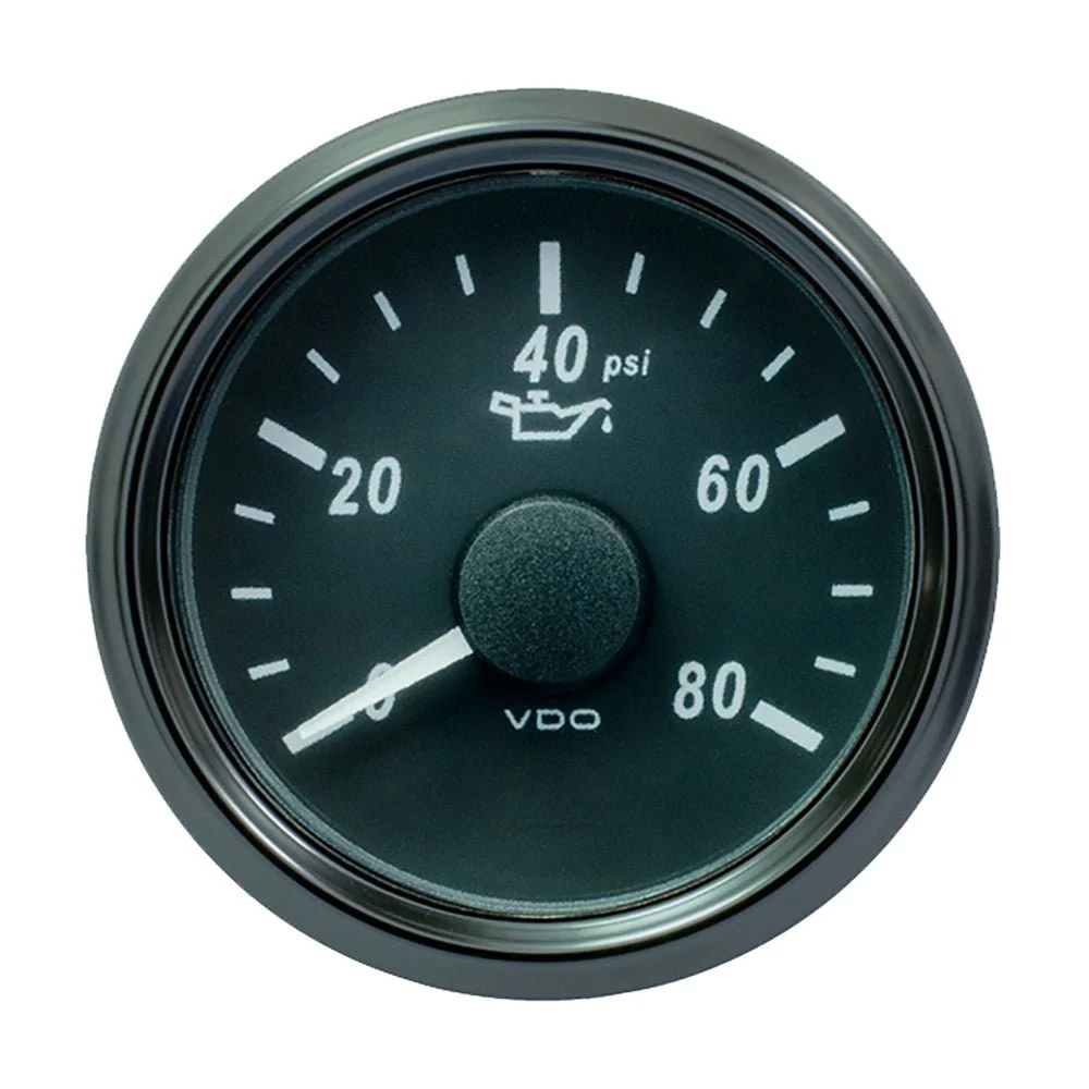 Vdo SingleViu 52mm (2-1/16") Oil Pressure Gauge - 80 PSI - 240-33 Ohm – Marine Electrical Replacement Part