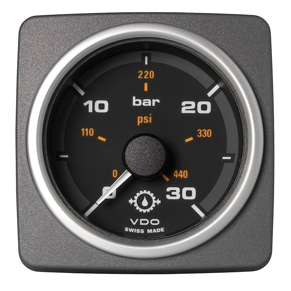 Veratron 52 MM (2-1/16") AcquaLink Transmission Oil Pressure 30 Bar/440 PSI - Black Dial & Bezel – Marine Boat Replacement Part