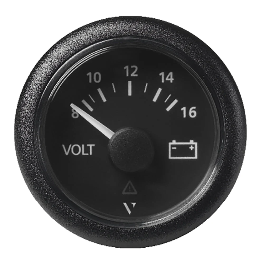 Veratron Outboard 52 MM (2-1/16") ViewLine Voltmeter - 8 to16V - Black Dial & Bezel
