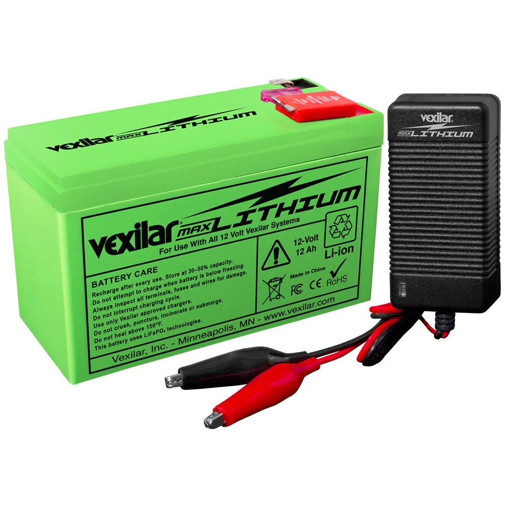Vexilar 12V - 12 AH MAX Lithium Battery w/V-420L Rapid Charger – Marine Electrical Replacement Part