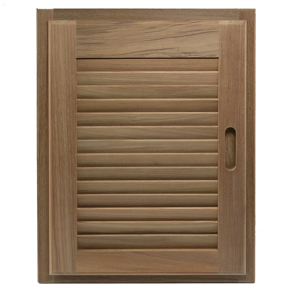 Whitecap Teak Louvered Door & Frame - Right Hand - 15" x 20" – Marine Boat Replacement Part