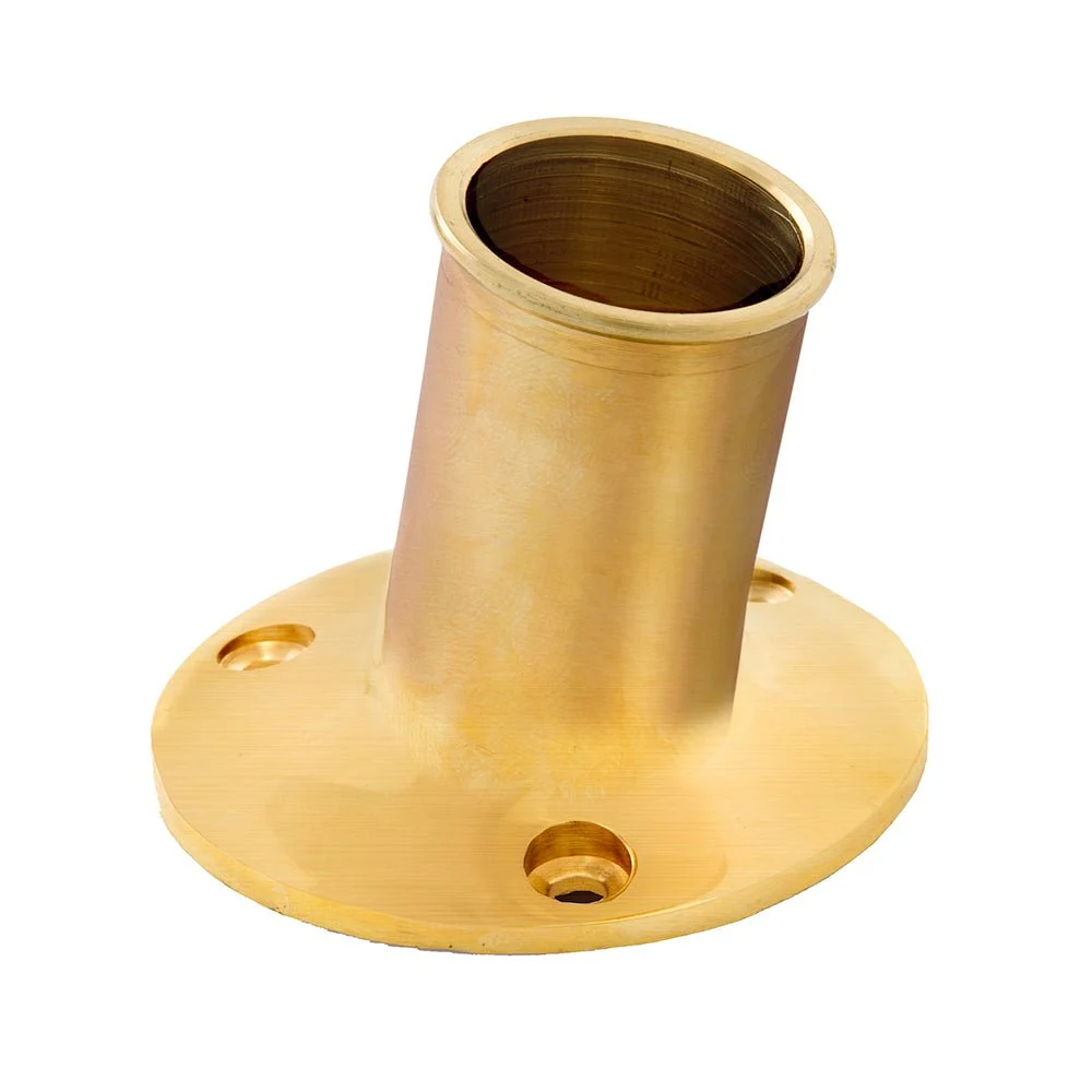Whitecap Top Mount Flag Pole Socket - 1" ID - Polished Brass – Marine Boat Replacement Part