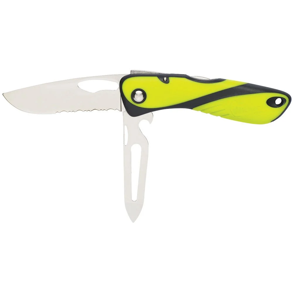 Wichard Marine Offshore Knife - Serrated Blade - Shackler/Spike - Fluorescent